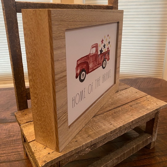 Rae Dunn Home Of The Brave Wall Sign, July 4th Decor, Red Pick-Up Truck & Stars - Picture 5 of 11